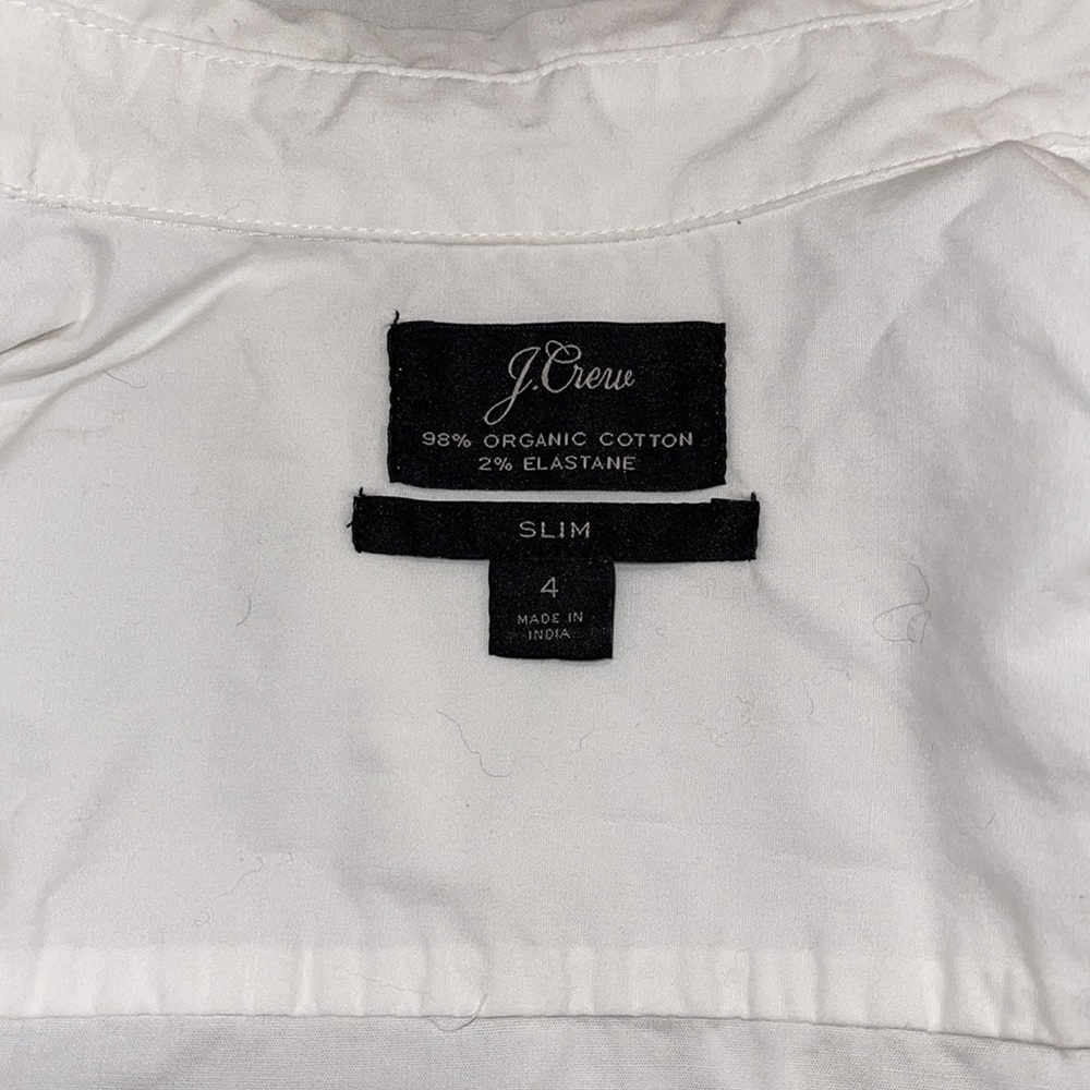 White J. Crew Slim Button Up Organic Cotton Size 4 - Picture 3 of 6